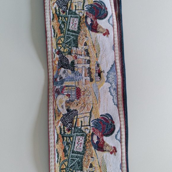 Vintage Farmhouse Chic,Chicken,Rooster Jacquard Table Runner Xlong - Picture 4 of 7